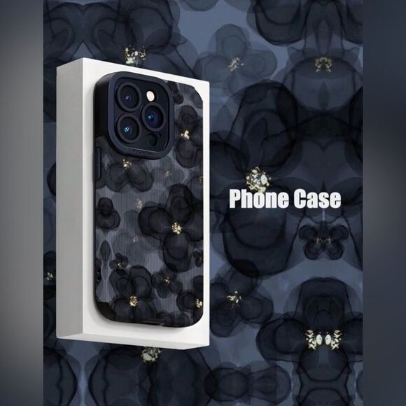 iPhone 16 Pro Max Case – Black Floral with Gold Accents | Elegant & Protective - Picture 3 of 6